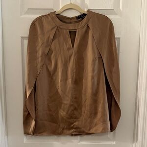 Posh Couture Elegant Brown Cape Sleeve Blouse